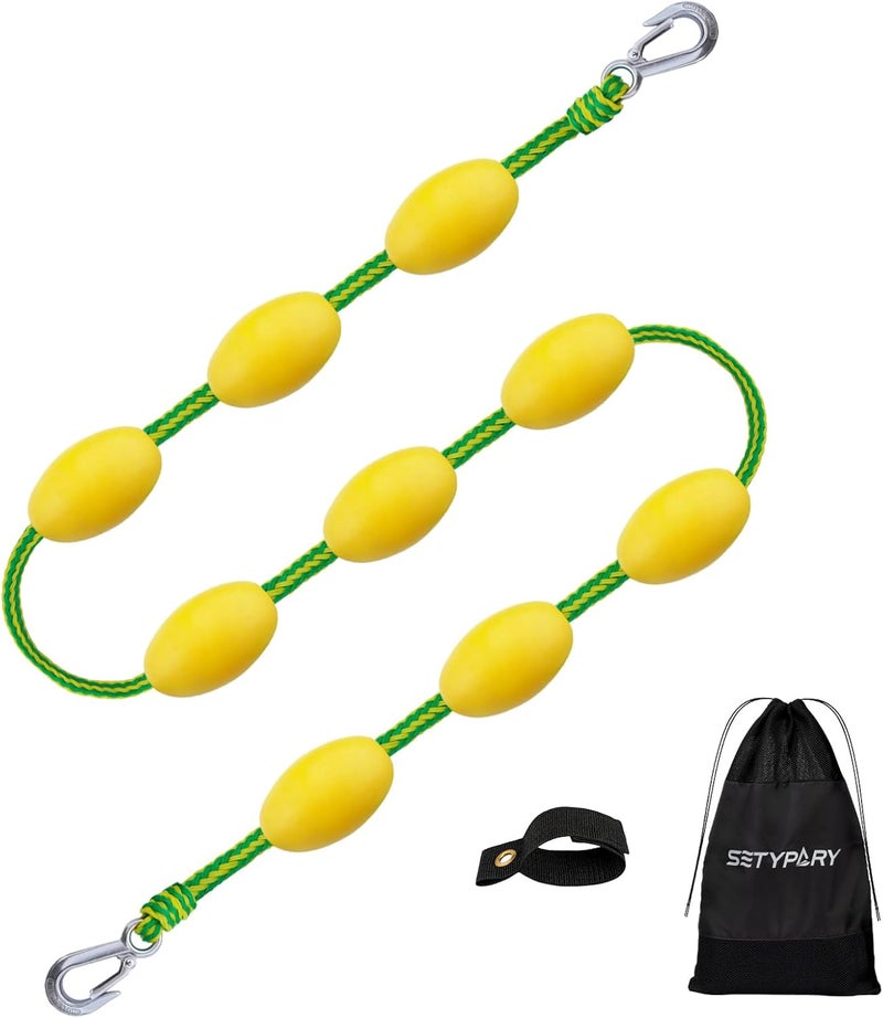 SETYPARY 60FT Floating Boat Tow Rope for Tubing, Fits 1-6 Person Towable Tubes, Heavy-Duty Boat Tube Rope with 9pcs Yellow Floats and Stainless Steel Hook for Watersports - Image 1